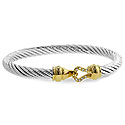 Silver Cable Bangle with Golden Buckle Clasp